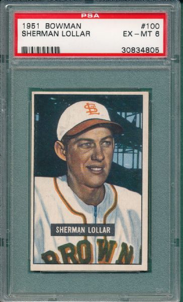1951 Bowman #100 Lollar & #115 Gromek (2) Card Lot PSA 6