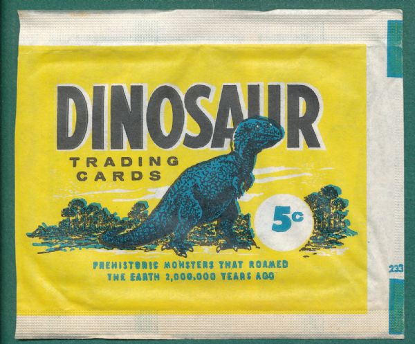 1961 Nu-Card Dinosaur Wax Pack Wrapper  *Collector's Aid*