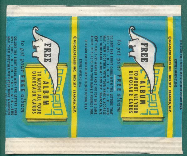 1961 Nu-Card Dinosaur Wax Pack Wrapper  *Collector's Aid*