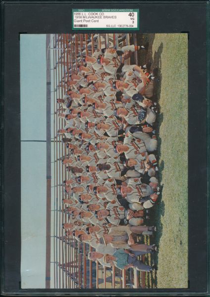 1956 LL Cook Co. Braves, Giant Post Card SGC 40 *Collector's Aid*