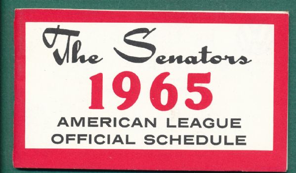 1965 Washington Senators & 1958 Chicago Cardinals Schedule  *Collector's Aid*