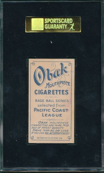 1909 T212-1 Browning Obak Cigarettes SGC 80 *Only One Higher*