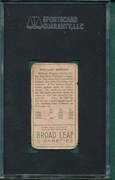 1911 T205 Bergen Broad Leaf Cigarettes SGC 10