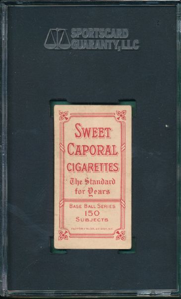 1909-1911 T206 Brown, Mordecai, Portrait, Sweet Caporal Cigarettes SGC 40