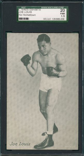 1939-46 Exhibit Boxing Joe Louis, No Hometown SGC 20