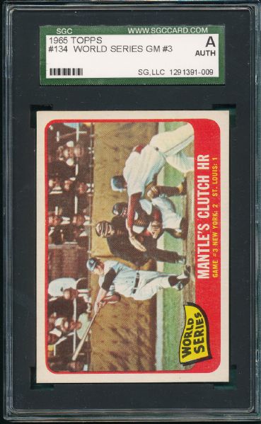 1965 Topps Mickey Mantle (2) Card Lot SGC Authentic  *Collector's Aid*
