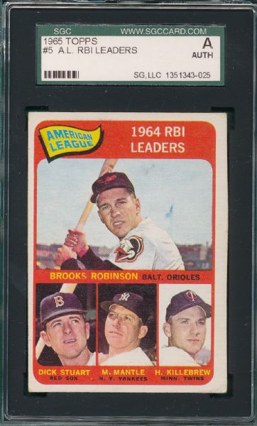 1965 Topps Mickey Mantle (2) Card Lot SGC Authentic  *Collector's Aid*