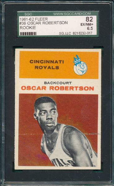 1961-62 Fleer BSKT #36 Oscar Robertson SGC 82 *Rookie*