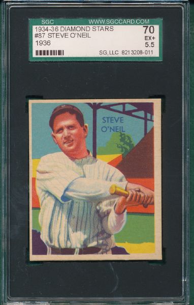 1934-36 Diamond Stars #87 Steve O'Neil SGC 70