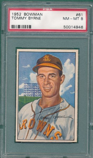 1952 Bowman #61 Tommy Byrne PSA 8
