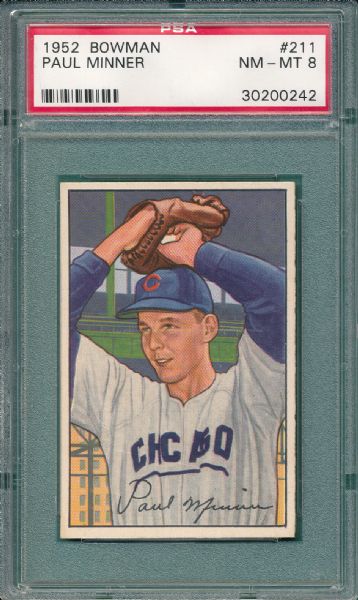 1952 Bowman #211 Paul Minner PSA 8