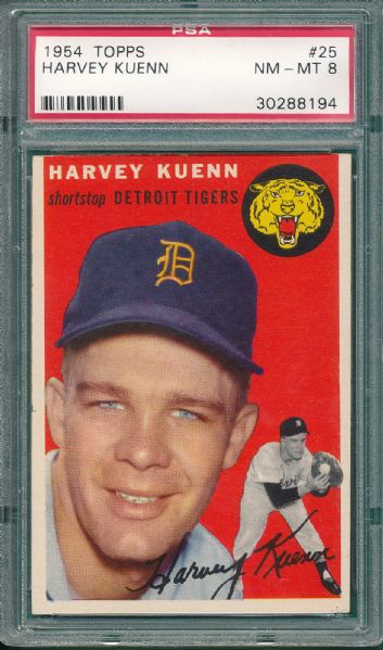 1954 Topps #25 Harvey Kuenn PSA 8