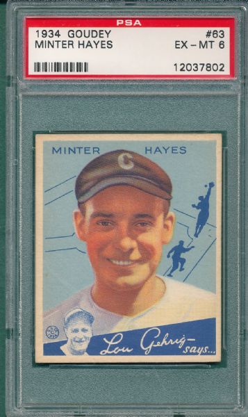 1934 Goudey #63 Minter Hayes PSA 6