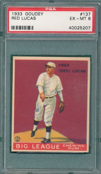 1933 Goudey #137 Red Lucas PSA 6