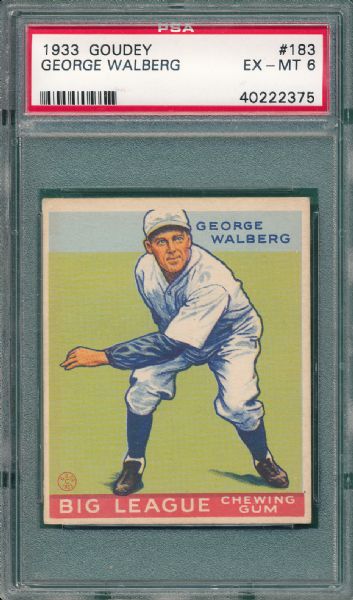 1933 Goudey #183 George Walberg PSA 6