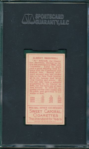 1911 T205 Bridwell Sweet Caporal Cigarettes SGC 60