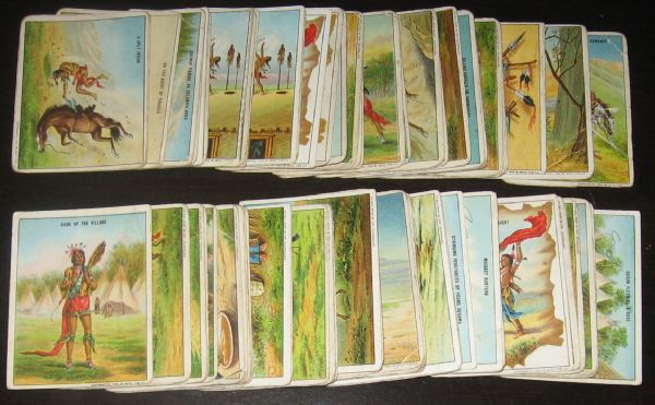 1910 T73 Indian Life in the 60's Hassan Cigarettes, Complete Set (50) Plus (28) Extras