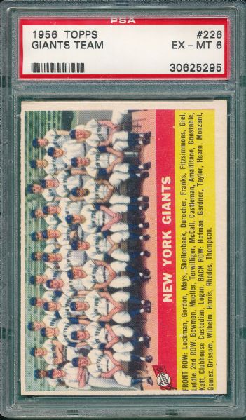 1956 Topps #226 Giants Team PSA 6