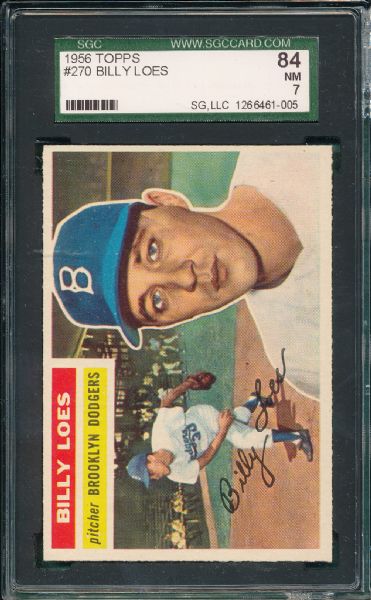 1956 Topps #270 Billy Loes SGC 84 
