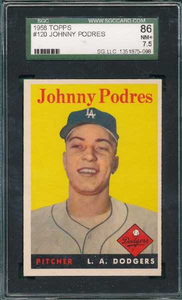 1958 Topps #120 Johnny Podres SGC 86