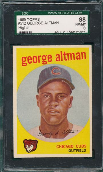 1959 Topps #512 George Altman SGC 88 *High Number*