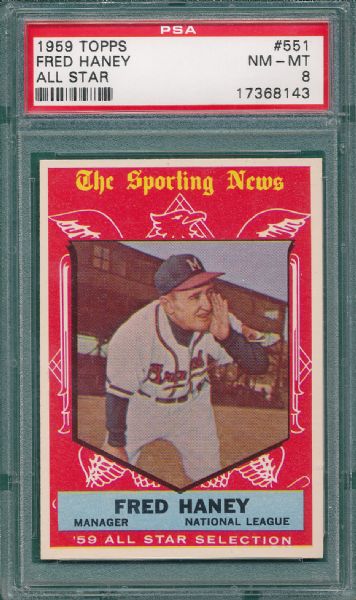 1959 Topps #551 Fred Haney AS PSA 8 *High Number* 