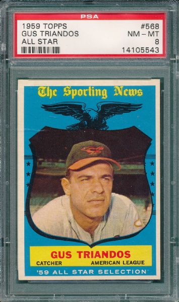 1959 Topps #568 Gus Triandos AS PSA 8 *High Number* 