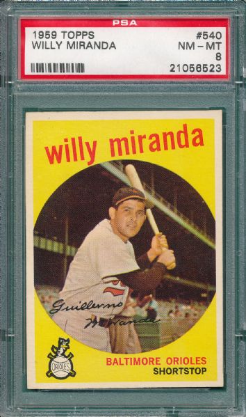 1959 Topps #540 Willy Miranda PSA 8 *High Number* 