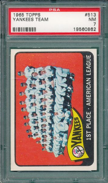 1965 Topps #513 Yankees Team PSA 7