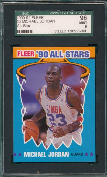 1990-91 Fleer #5 Michael Jordan, AS, Sticker SGC 96