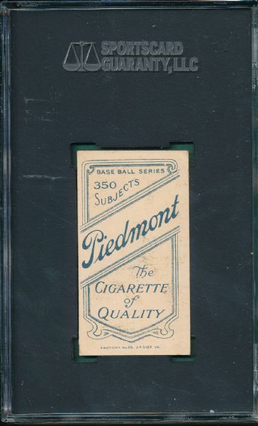 1909-1911 T206 Taylor Piedmont Cigarettes SGC Authentic