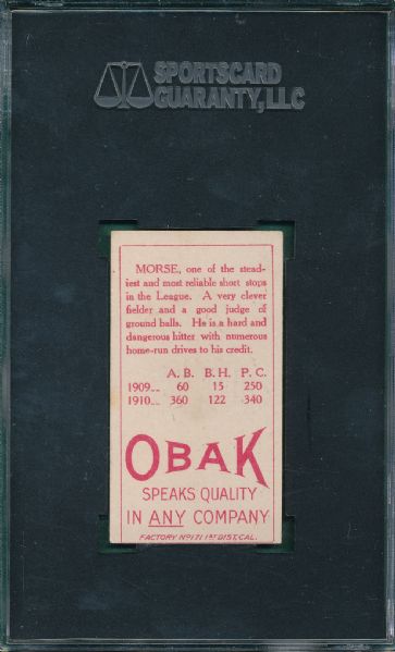 1911 T212-3 Morse Obak Cigarettes SGC 70