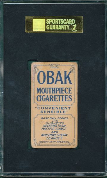 1910 T212-2 Williams Obak Cigarettes SGC 30