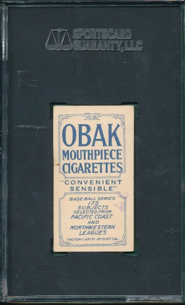 1910 T212-2 Nourse Obak Cigarettes SGC 40