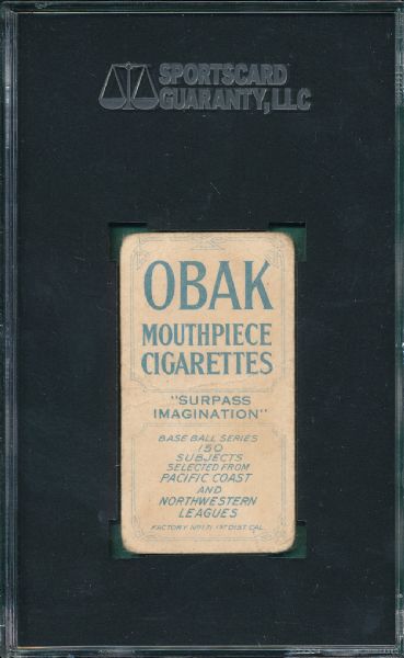 1910 T212-2 Willett Obak Cigarettes SGC 20