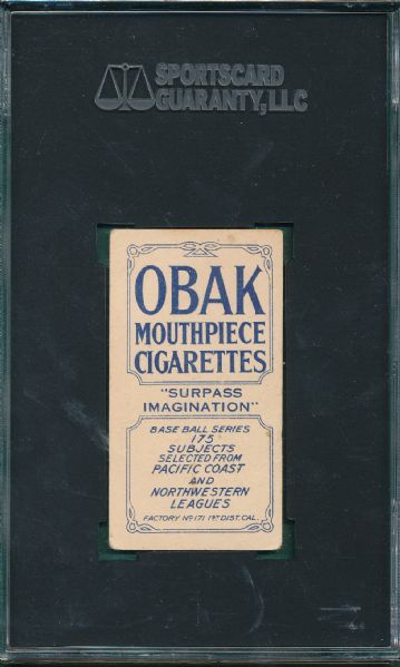 1910 T212-2 Annis Obak Cigarettes SGC 40