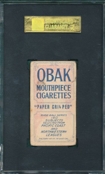 1910 T212-2 Dillon Obak Cigarettes SGC 20 *Wet Sheet Transfer*