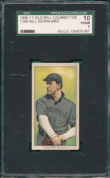 1909-1911 T206 Bernhard Old Mill Cigarettes SGC 10 *Southern League*
