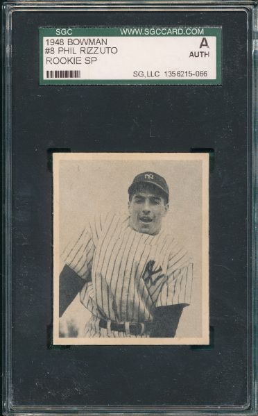 1948 Bowman #8 Phil Rizzuto SGC Authentic *Rookie, SP*