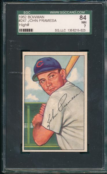 1952 Bowman #247 John Pramesa SGC 84 *High Number*