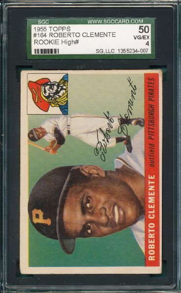 1955 Topps #164 Roberto Clemente SGC 50 *Rookie, High Number*