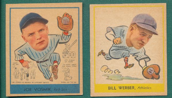 1938 Goudey Heads Up #259 Werber & #271 Vosmik (2) Card Lot