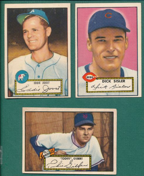 1952 Topps (3) card Lot *Crease Free*