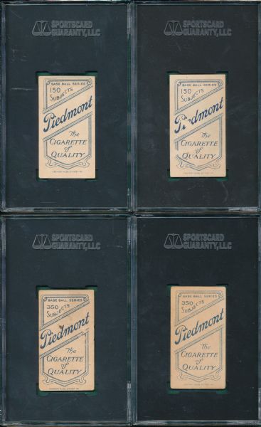 1909-1911 T206 (4) Card Lot Piedmont Cigarettes W/Bell SGC 