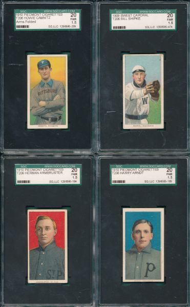 1909-1911 T206 (4) Card Lot W/Armbruster SGC 