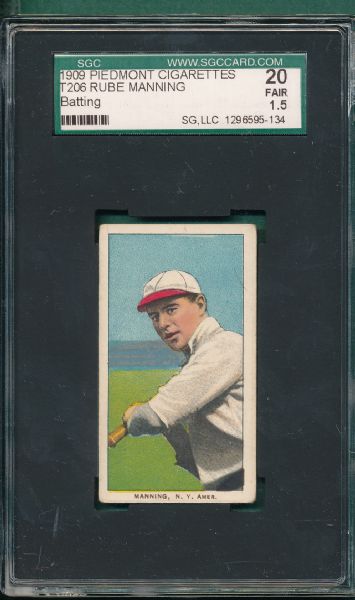 1909-1911 T206 (4) Card Lot NY Giants SGC 
