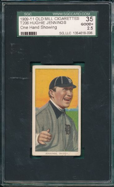 1909-1911 T206 Jennings, One hand, Old Mill Cigarettes SGC 35