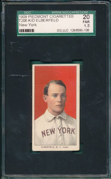 1909-1911 T206 Elberfeld, NY Portrait, Piedmont Cigarettes SGC 20
