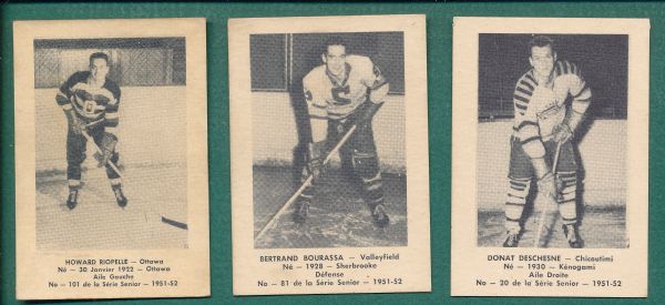 1951 Laval Dairy HCKY #20, 81, & 101 (3) Card Lot 