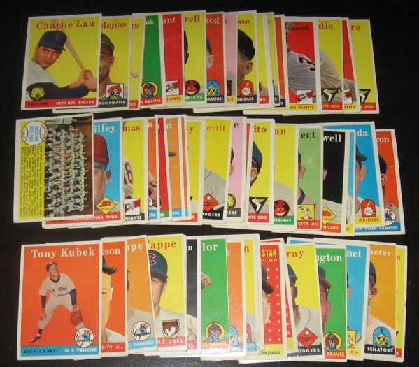 1958 Topps (62) Card Lot W/ Aaron